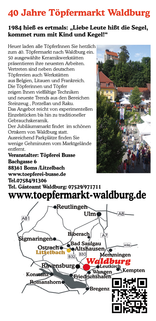  40 Jahre Waldburger Töpfermarkt - Info 